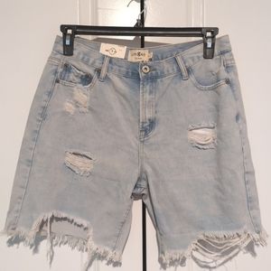 Umgee Women's Distressed Bermuda High Rise Denim Jean Shorts Size 5 NEW-…